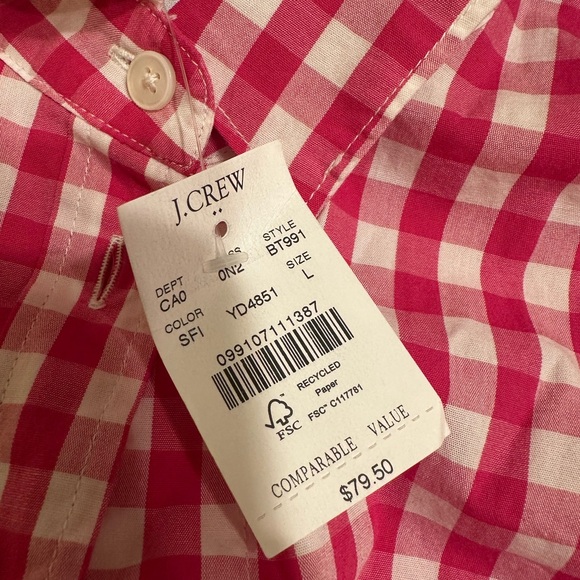 J. Crew Red Checkered Women’s Slim Fit Pink Gingham Shirt - Picture 3 of 5